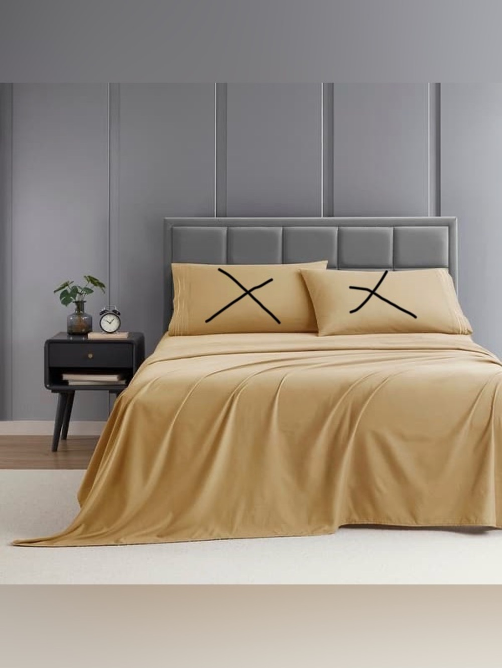 Clara Clark Premier 1800 Queen Sheet Set Microfiber Deep Pocket camel gold